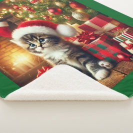 Gemütliches Weihnachts-Kätzchen großes Sherpa-Deck Sherpadecke