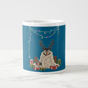 Gemütliches Weihnachts-Rentier Süßes Cartoon-Fest Jumbo-Tasse