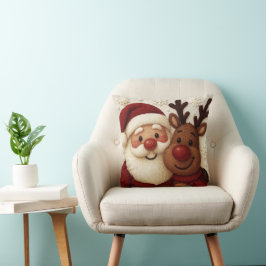 Gemütliches Weihnachts-Santa- und Rentier-Wurfkiss Kissen