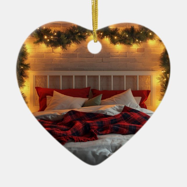 Gemütliches Weihnachts-Schlafzimmer-Ornament | War Keramik Ornament (Vorne)