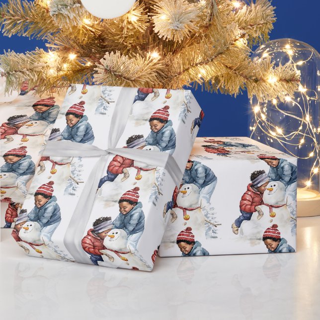 Gemütliches Weihnachts-Schwarzes Gebäude ein Schne Geschenkpapier (Feiertage)