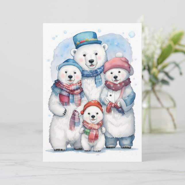 Gemütliches Weihnachtsbär Familienferienwohnkarte (Stehend Vorderseite)