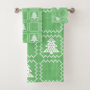 Gemütliches Weihnachtsbaum hässlich Pullover Schac Badhandtuch Set