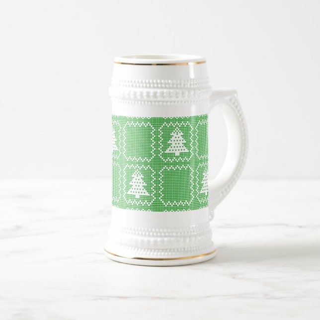 Gemütliches Weihnachtsbaum hässlich Pullover Schac Bierglas (VorderseiteRechts)