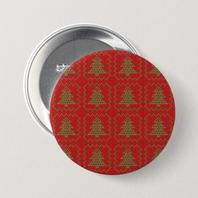 Gemütliches Weihnachtsbaum hässlich Pullover Schac Button (Vorne & Hinten)