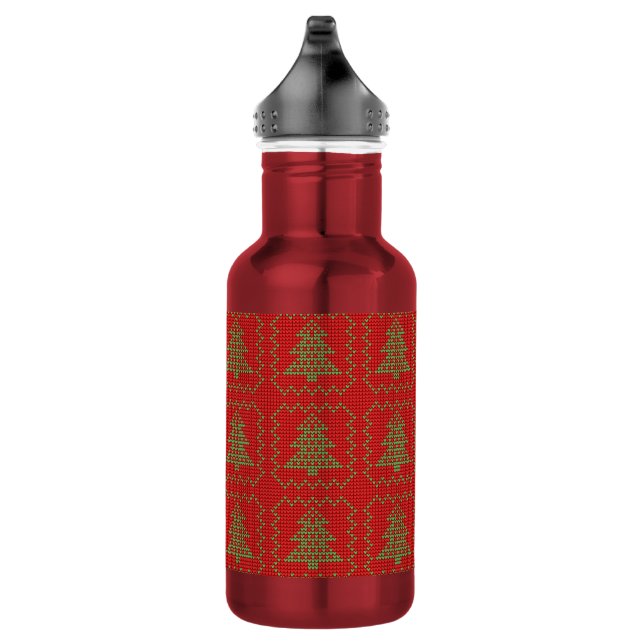 Gemütliches Weihnachtsbaum hässlich Pullover Schac Edelstahlflasche (Rechts)