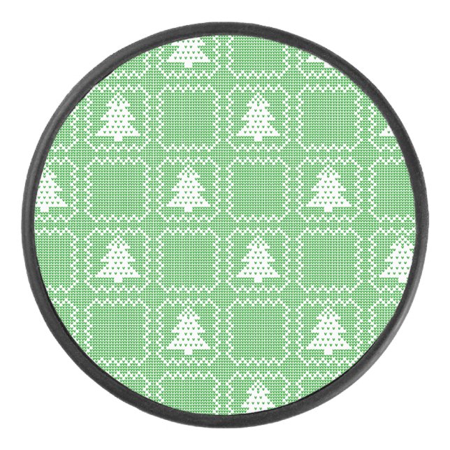 Gemütliches Weihnachtsbaum hässlich Pullover Schac Eishockey Puck (Vorderseite)
