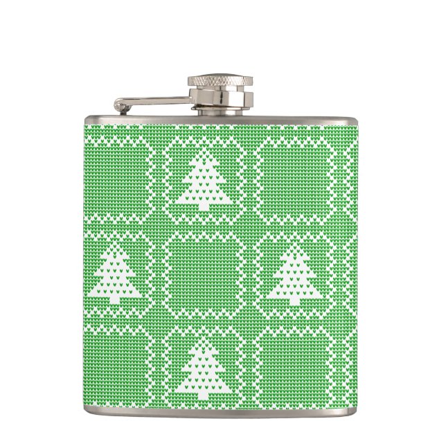 Gemütliches Weihnachtsbaum hässlich Pullover Schac Flachmann (Vorderseite)