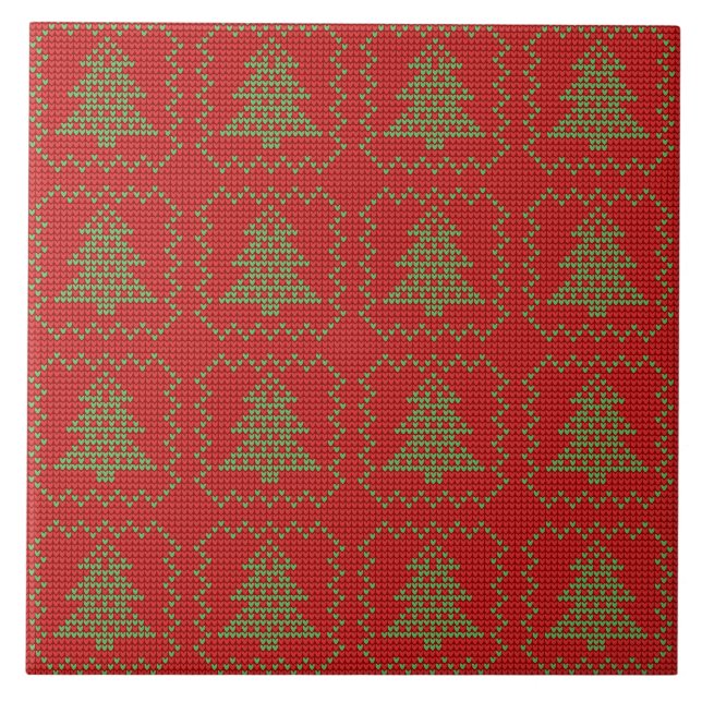 Gemütliches Weihnachtsbaum hässlich Pullover Schac Fliese (Vorderseite)
