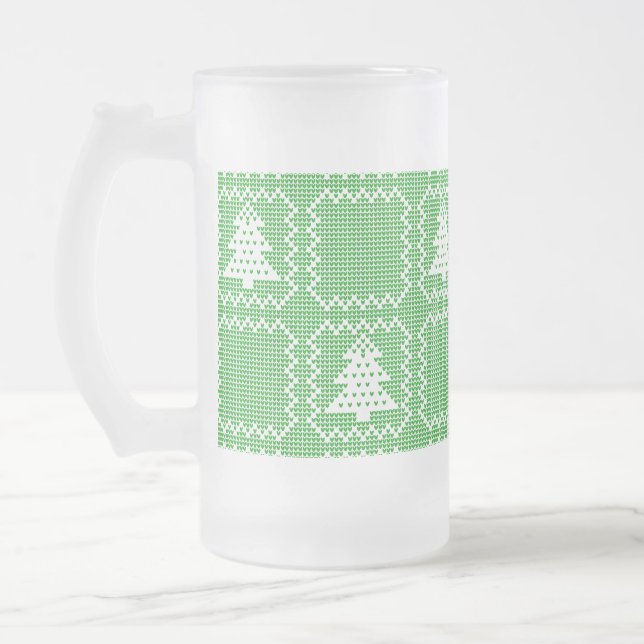 Gemütliches Weihnachtsbaum hässlich Pullover Schac Mattglas Bierglas (Links)