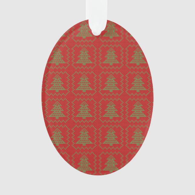Gemütliches Weihnachtsbaum hässlich Pullover Schac Ornament (Vorderseite)