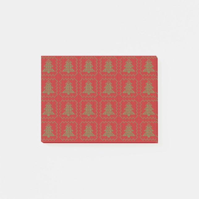 Gemütliches Weihnachtsbaum hässlich Pullover Schac Post-it Klebezettel (Vorderseite)