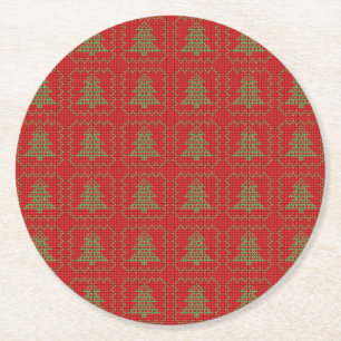 Gemütliches Weihnachtsbaum hässlich Pullover Schac Runder Pappuntersetzer