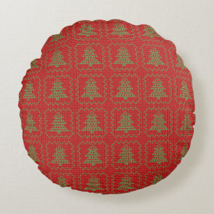 Gemütliches Weihnachtsbaum hässlich Pullover Schac Rundes Kissen