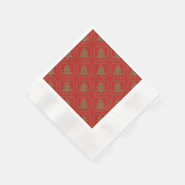 Gemütliches Weihnachtsbaum hässlich Pullover Schac Serviette (Ecke)
