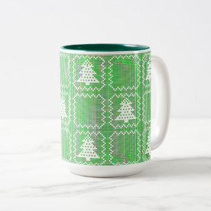 Gemütliches Weihnachtsbaum hässlich Pullover Schac Zweifarbige Tasse
