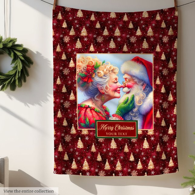 Gemütliches Weihnachtsblanket Vintag Mr. & Mrs. Cl Fleecedecke (Cozy Christmas Blanket Vintage Mr & Mrs Claus Gift)