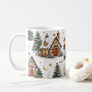 Gemütliches Weihnachtsdorf Schneehütten Kaffeetasse