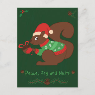Gemütliches Weihnachtseichhörnchen Feiertagspostkarte