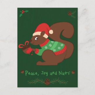 Gemütliches Weihnachtseichhörnchen Feiertagspostkarte