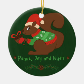Gemütliches Weihnachtseichhörnchen Keramik Ornament