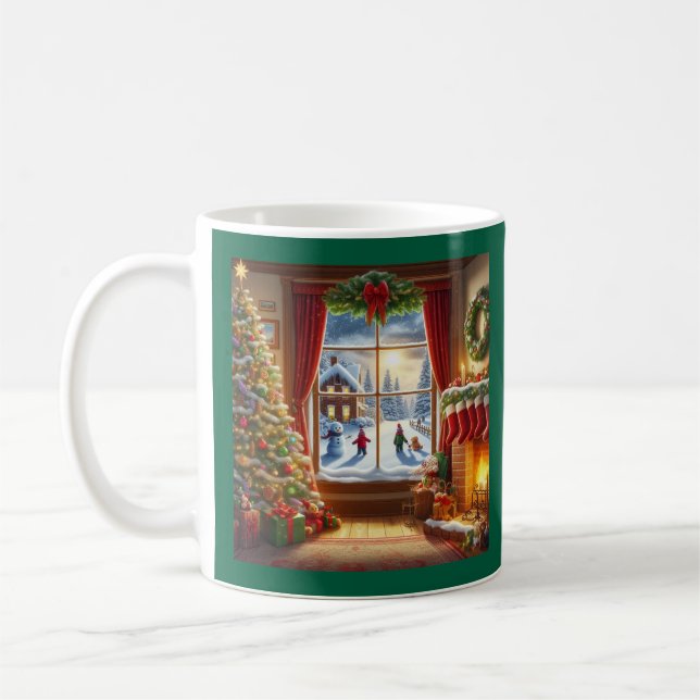 Gemütliches Weihnachtsfenster Kaffeetasse (Links)