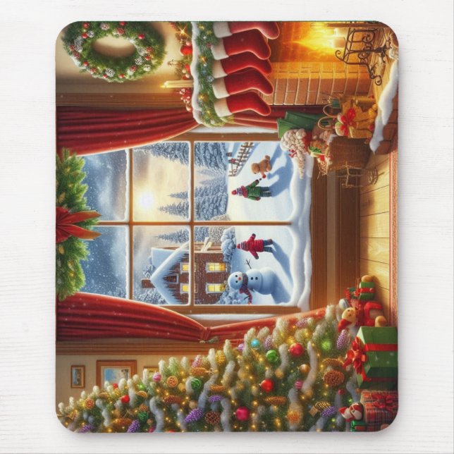 Gemütliches Weihnachtsfenster Mousepad (Vorne)