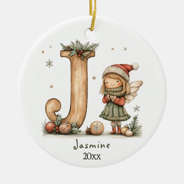 Gemütliches Weihnachtsfest Anfänglicher Personalis Keramik Ornament (Vorne)