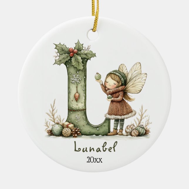 Gemütliches Weihnachtsfest Anfänglicher Personalis Keramik Ornament (Vorne)
