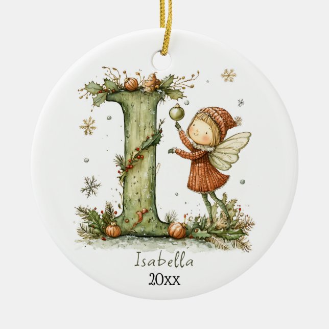 Gemütliches Weihnachtsfest Anfänglicher Personalis Keramik Ornament (Vorne)