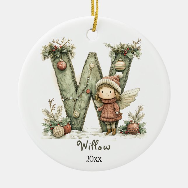 Gemütliches Weihnachtsfest Anfänglicher Personalis Keramik Ornament (Vorne)