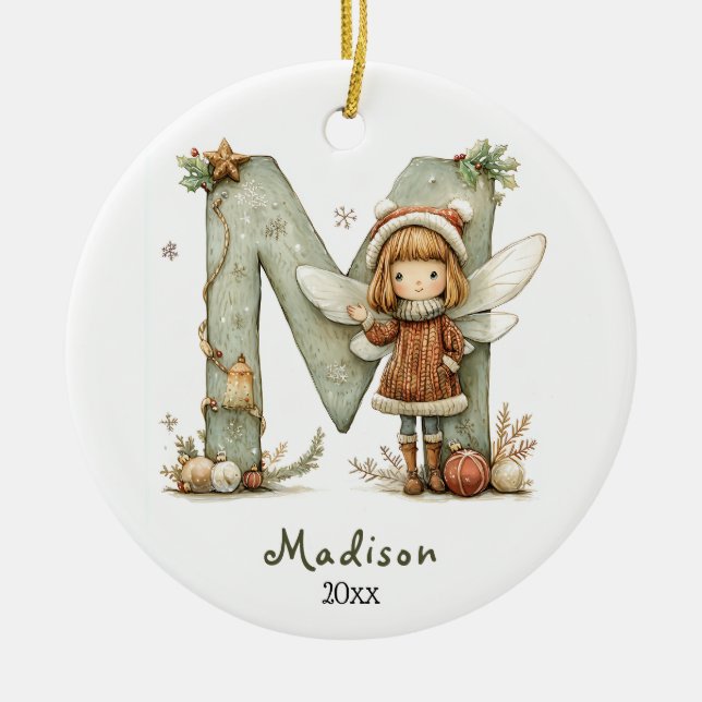 Gemütliches Weihnachtsfest Anfänglicher Personalis Keramik Ornament (Vorne)