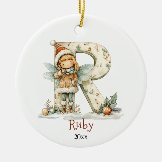 Gemütliches Weihnachtsfest Anfänglicher Personalis Keramik Ornament (Vorne)
