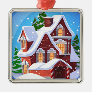 Gemütliches Weihnachtshaus-Ornament Ornament Aus Metall