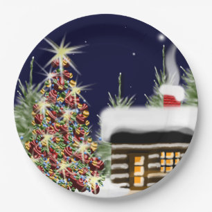 Gemütliches Weihnachtshaus Weihnachtswelt Xmas Des Pappteller