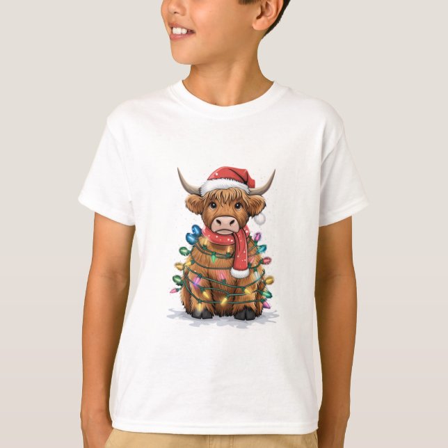 Gemütliches Weihnachtskuh T-Shirt (Vorderseite)