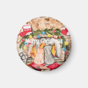 Gemütliches Weihnachtsmantel mit Hund und Katze Magnet