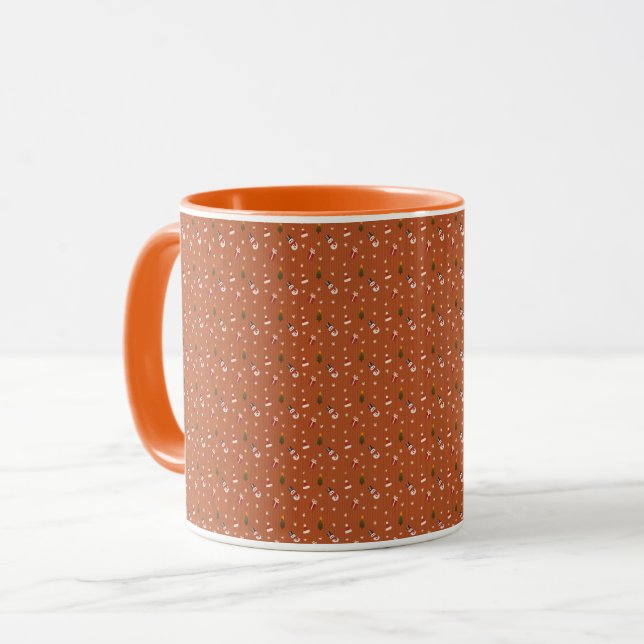 Gemütliches Weihnachtsmuster | Schneemann, Geschen Tasse (Vorderseite Links)