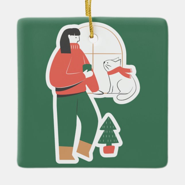 Gemütliches Weihnachtsschmuck mit Girl (Vorderseite)