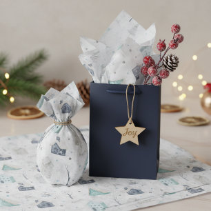 Gemütliches Weihnachtszuhause Teal ID985 Seidenpapier