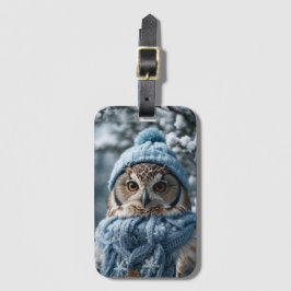 Gemütliches Whimsisches Winter Wonderland Owl Gepäckanhänger