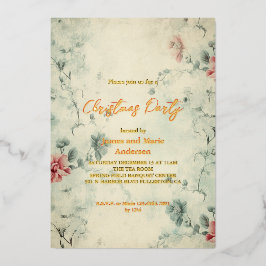Gemütliches Winter Floral Weihnachten Party Folieneinladung