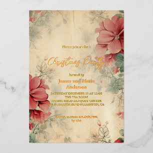 Gemütliches Winter Floral Weihnachten Party Folieneinladung