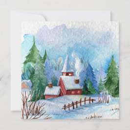 Gemütliches Winter Wasserfarbenwelt Landschaft