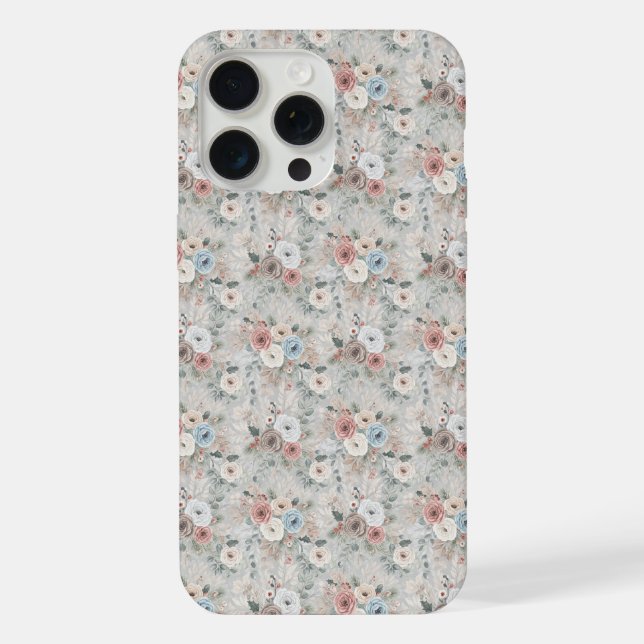 Gemütliches Winterblumenmuster iPhone 15 Pro Max Hülle (Rückseite)