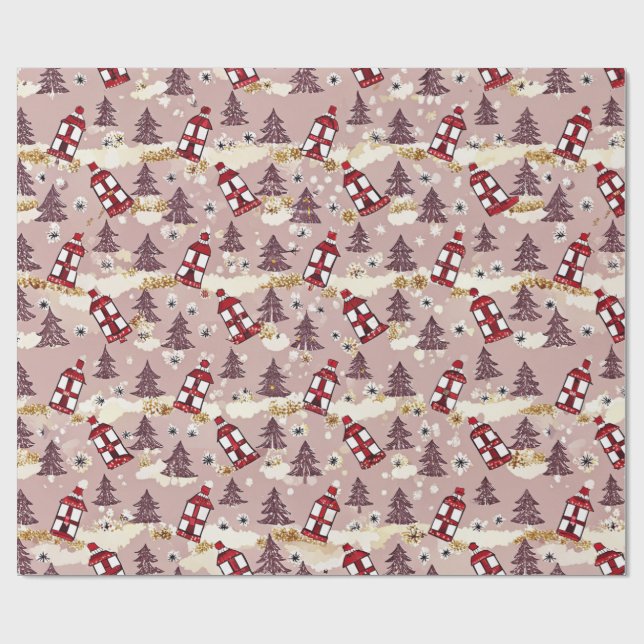 Gemütliches Winterdorf Geschenkpapier (Flach)