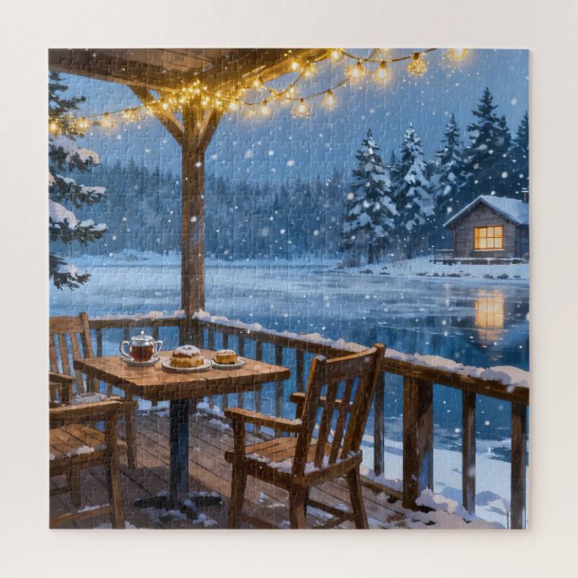Gemütliches Winterlake-Puzzle (Vertikal)