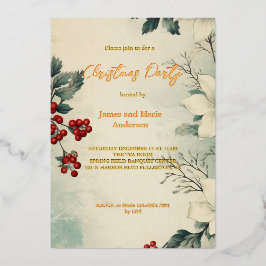 Gemütliches Winterschneegrün Weihnachts-Party Folieneinladung