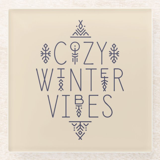 Gemütliches Wintervibes Design Glasuntersetzer (Vorderseite)