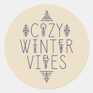 Gemütliches Wintervibes Design Runder Aufkleber